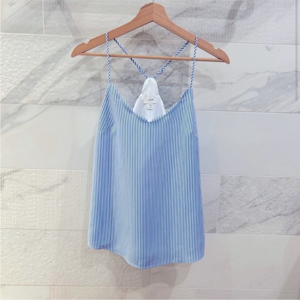 J. Crew Blue/White Striped Scalloped Cami Top